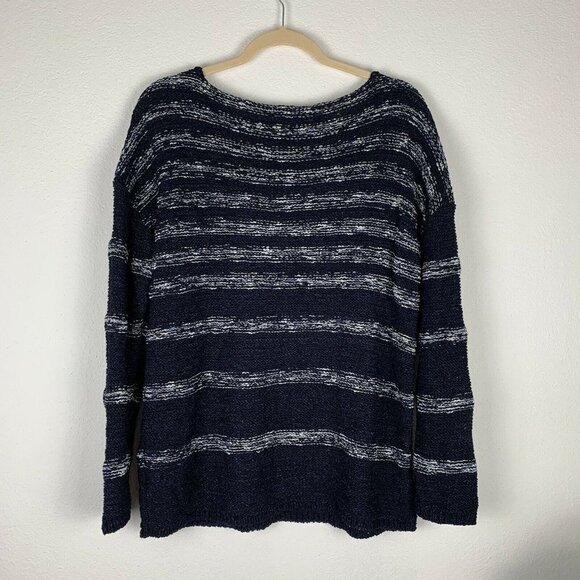 TALBOTS Women's Plus Size 1X Blue White Striped Knit Sweater Top - Picture 5 of 5